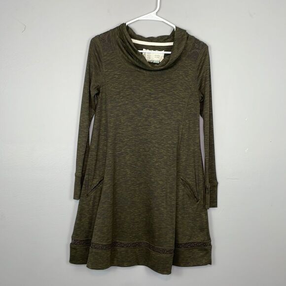Anthropologie Saturday Sunday Cowl Neck Olive Green Tunic Dress. Size XS petite - Picture 1 of 14